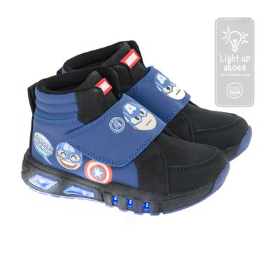 Cool Club, Ghete pentru baieti, negru-bleumarin, cu lumini led, imprimeu The Avengers