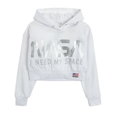 Cool Club, Hanorac alb cu gluga pentru fete, imprimeu NASA I need my space