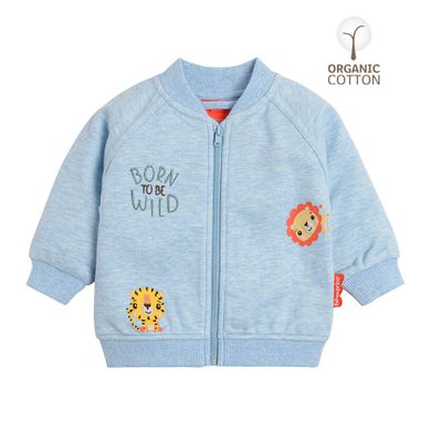 Cool Club, Hanorac albastru deschis cu fermoar pentru bebelusi, bumbac organic, Fisher-Price