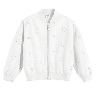 Cool Club, Hanorac bomber pentru fete, cu fermoar, alb