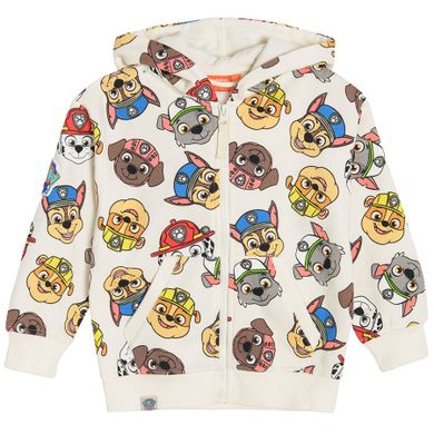 Cool Club, Hanorac cu fermoar pentru baieti, ecru, imprimeu Paw Patrol