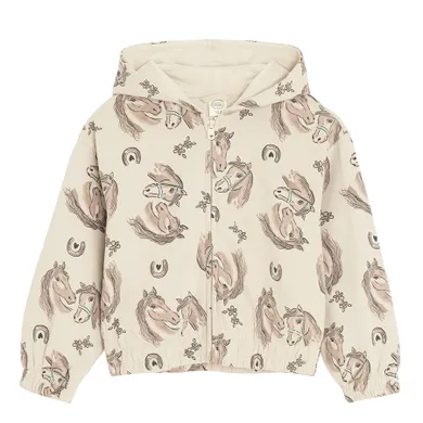 Cool Club, Hanorac cu gluga pentru fete, cu fermoar, bej