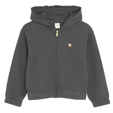 Cool Club, Hanorac cu gluga pentru fete, cu fermoar, crop top, gri