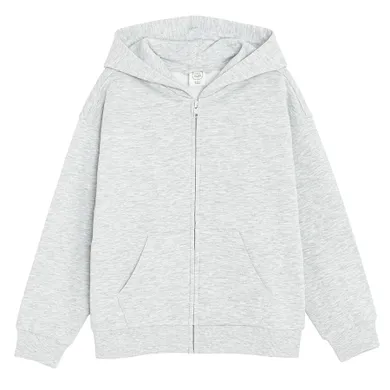 Cool Club, Hanorac cu gluga pentru fete, cu fermoar, cu fermoar, gri melanj