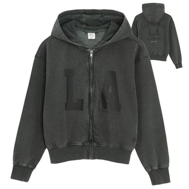 Cool Club, Hanorac cu gluga pentru fete, cu fermoar, gri