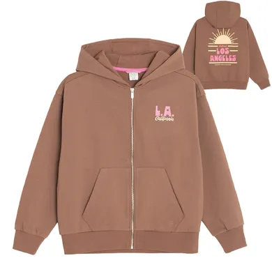 Cool Club, Hanorac cu gluga pentru fete, cu fermoar, maro