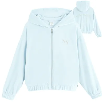 Cool Club, Hanorac cu gluga pentru fete, cu fermoar, velur, albastru