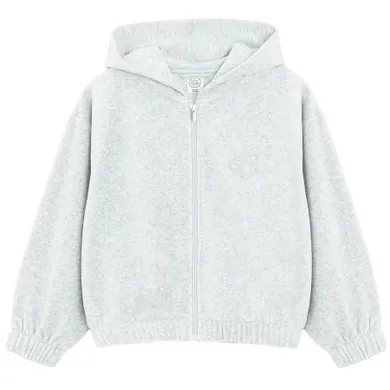 Cool Club, Hanorac cu gluga pentru fete, cu fermoar, velur, gri