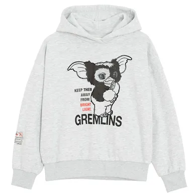 Cool Club, Hanorac cu gluga pentru fete, gri melanj, imprimeu Gremlins