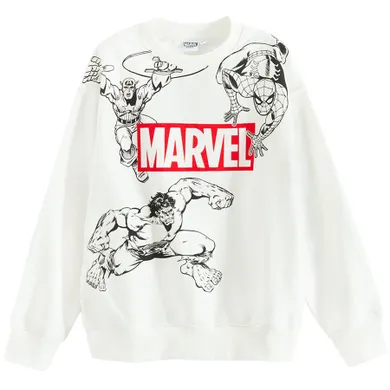 Cool Club, Hanorac pentru baieti, alb, imprimeu Marvel Super Heroes