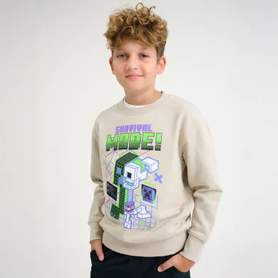 Cool Club, Hanorac pentru baieti, bej, imprimeu Minecraft