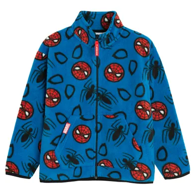 Cool Club, Hanorac pentru baieti, cu fermoar, polar, albastru, imprimeu Spider-Man