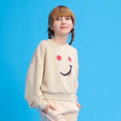 Cool Club, Hanorac pentru fete, crop top, ecru,