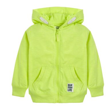Cool Club, Hanorac subtire cu gluga si fermoar pentru baieti, culoare galben neon