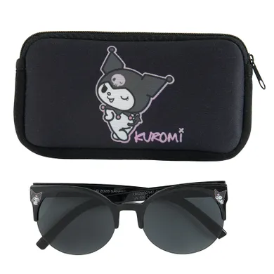 Cool Club, Ochelari de soare pentru fete, Cutie de ochelari, negru, imprimeu Kuromi
