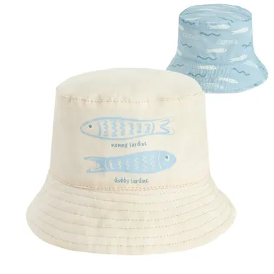 Cool Club, Palarie pentru baieti, cu doua fete, bej-albastru