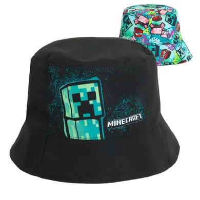 Cool Club, Palarie pentru baieti, cu doua fete, negru-albastru, imprimeu Minecraft