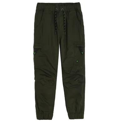 Cool Club, Pantaloni caldurosi din material textil pentru baieti, verde inchis