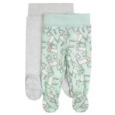 Cool Club, Pantaloni cu botosei pentru fete, gri, menta verde, set 2 buc.