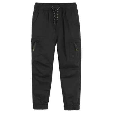 Cool Club, Pantaloni din material textil pentru baieti, jogger, caldurosi, negru