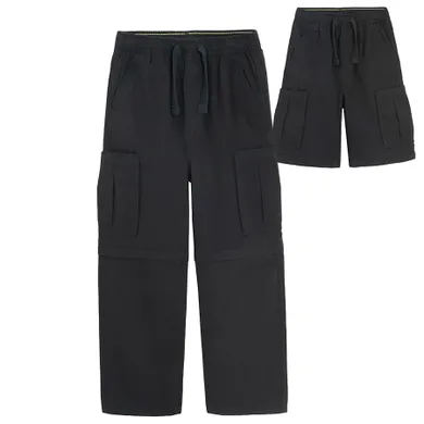 Cool Club, Pantaloni din material textil pentru baieti, wide leg, picioare detasabile, negru