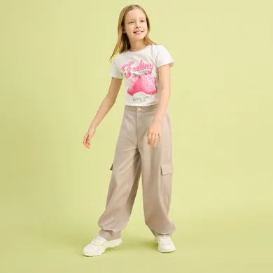 Cool Club, Pantaloni din material textil pentru fete, balloon, bej