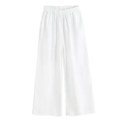 Cool Club, Pantaloni din material textil pentru fete, cu in, wide, alb