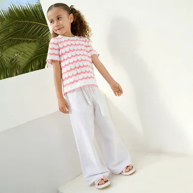 Cool Club, Pantaloni din material textil pentru fete, culotte, alb