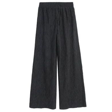 Cool Club, Pantaloni din material textil pentru fete, din tricot striat, velur, culotte, negru