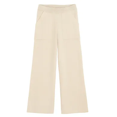 Cool Club, Pantaloni din material textil pentru fete, din tricot, wide leg, bej