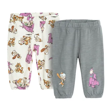 Cool Club, Pantaloni fara botosei pentru bebelusi, mix, imprimeu The Flintstones, set, 2 buc.