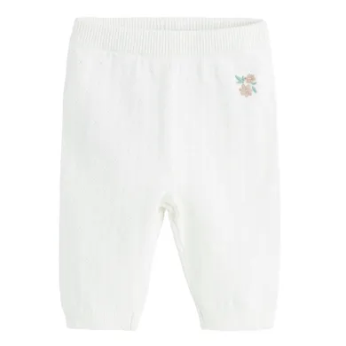 Cool Club, Pantaloni fara botosei pentru fete, din tricot, alb