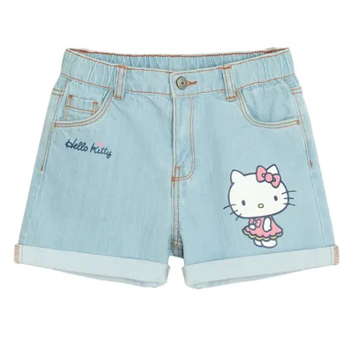 Cool Club, Pantaloni scurti de blugi pentru fete, albastru, imprimeu Hello Kitty
