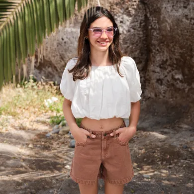 Cool Club, Pantaloni scurti de blugi reglabili pentru fete, maro