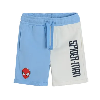 Cool Club, Pantaloni scurti pentru baieti, alb-albastru, imprimeu Spider-Man