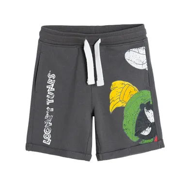 Cool Club, Pantaloni scurti pentru baieti, gri inchis, imprimeu Looney Tunes