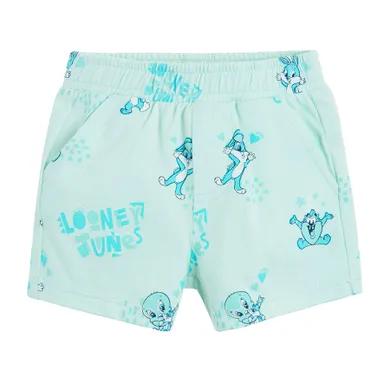 Cool Club, Pantaloni scurti pentru baieti, turcoaz, imprimeu Looney Tunes