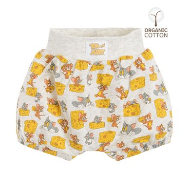 Cool Club, Pantaloni scurti pentru bebelusi, bumbac organic, gri, Tom & Jerry