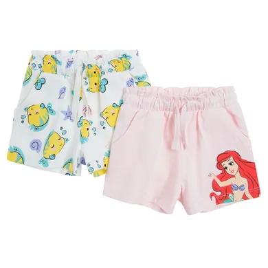 Cool Club, Pantaloni scurti pentru fete, alb, roz, imprimeu Disney Princess, set, 2 buc.