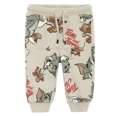 Cool Club, Pantaloni trening pentru baieti, bej, imprimeu Tom & Jerry