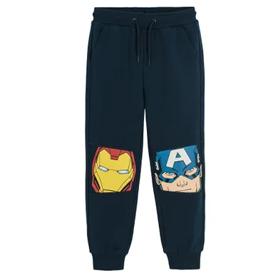 Cool Club, Pantaloni trening pentru baieti, bleumarin, imprimeu Marvel Super Heroes