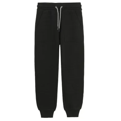 Cool Club, Pantaloni trening pentru baieti, din tricot striat, negru