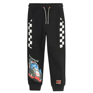 Cool Club, Pantaloni trening pentru baieti, negru, imprimeu Hot Wheels