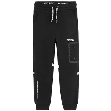 Cool Club, Pantaloni trening pentru baieti, negru, imprimeu NASA