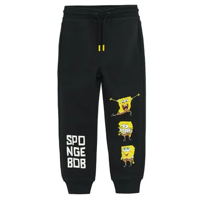 Cool Club, Pantaloni trening pentru baieti, negru, imprimeu SpongeBob