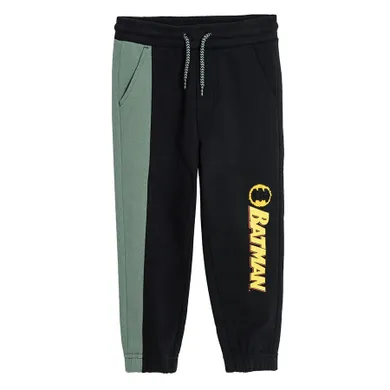 Cool Club, Pantaloni trening pentru baieti, slim fit, negru, imprimeu Batman