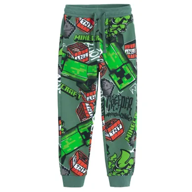Cool Club, Pantaloni trening pentru baieti, verde, imprimeu Minecraft