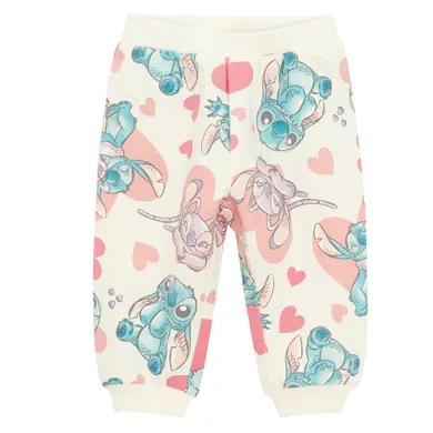 Cool Club, Pantaloni trening pentru fete, alb, imprimeu Lilo si Stitch