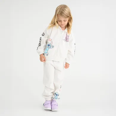 Cool Club, Pantaloni trening pentru fete, alb, imprimeu Lilo si Stitch