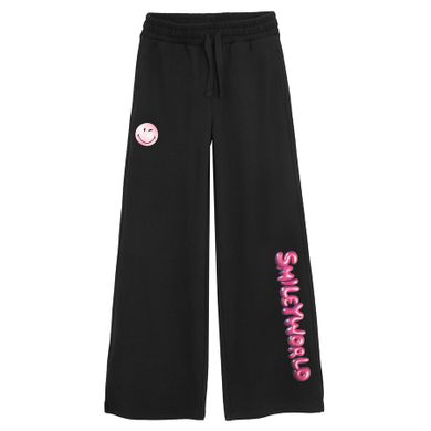 Cool Club, Pantaloni trening pentru fete, negru, imprimeu SmileWorld